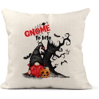 Halloween Kissenbezug, Gnom To Bite 18x18 Deko, Herbstkissen, Sofakissen, Couch 7-Hal006 von DesignsbyLindaNeeToo