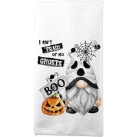 Halloween Küchenhandtücher, Wichtel Geist Topfhalter, Tiered Tablett Zubehör, I Ain't "Afraid Of No Ghosts Zitat, Lustiges Geschenk 7-Hal001 von DesignsbyLindaNeeToo