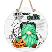 Halloween Schild, Frankenstein Gnom Wandschild, Gruseliges Willkommensschild Für Die Eingangstür, Dekoration Küche 7-Hal007 von DesignsbyLindaNeeToo