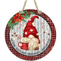 Heißer Kakao Gnom Weihnachtsschild, Keramik Küche Wandschild, Heiße Schokolade Zeichen, Veranda Dekor, Winter Akzent 7-xms004 von DesignsbyLindaNeeToo