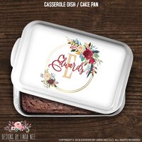 Personalisierte Tortenform Auflaufform Schale Hausaufhärtung Geschenk Hochzeitsgeschenk Brautdusche Benutzerdefinierte Hostess Monogrammed Pcd1 von DesignsbyLindaNeeToo