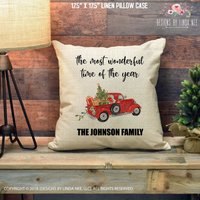 Personalisierte Weihnachten Kissen Abdeckung Familie Dekor Benutzerdefinierte Familienname Einweihungsparty Geschenk Pch16 von DesignsbyLindaNeeToo