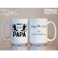 Personalisierte Weltweit Größte Papa Vater-Tag-Becher, Geschenk Für Papa, Vatertagsgeschenk Elch Geweih, Boho Becher, Hunter Papa Mph329 Jagd von DesignsbyLindaNeeToo