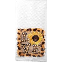 Sonnenblume Love Herbst Geschirrtuch Leopard Print Sonnenblumen Geschirrtuch, Küchen Dekor, Leinen Hostess Geschenk X-Fal003 von DesignsbyLindaNeeToo