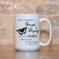 Sprüche 3125 Christliche Tasse, Christliche 31 Kaffeetasse, Stärke Und Würde Geschenk Frau Tasse Taufe Mch6 von DesignsbyLindaNeeToo