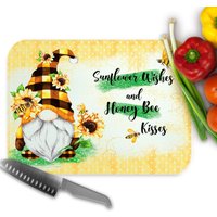 Sunflower Wishes Honigbienen Küsse, Sommer Wichtel Schneidebrett, Schneidebrett Küchengeschirr, Süßes Sonnenblumen 7-Sum009 von DesignsbyLindaNeeToo
