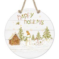Weihnachtsschild, Schneemann Keramik Küche Wandschild, Frohe Feiertage Schild, Veranda Dekor, Winter Tiered Tray Akzent, Türhänger X-Xms015 von DesignsbyLindaNeeToo