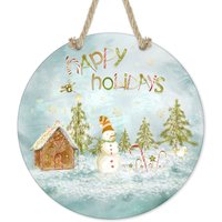 Weihnachtsschild, Schneemann Keramik Küchenschild, Frohe Feiertage Zeichen, Veranda Dekor, Winter Tiered Tablett Akzent, Türschild X-Xms016 von DesignsbyLindaNeeToo