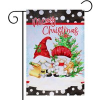 Wichtel-Weihnachtshaus-Flagge, Gnom-Garten-Flagge, Frohe Weihnachten Gnom-Hof-Dekor, Herr Frau Winter-Willkommen-Flagge Weihnachtsdekor 7-xms010 von DesignsbyLindaNeeToo