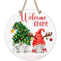 Willkommens-Wichtel-Weihnachtsschild, Keramik-Küchen-Wandschild, Herr Und Frau Gnome, Niedliches Rudolph-Gnom-Schild, Veranda-Dekor, Abgestuftes von DesignsbyLindaNeeToo