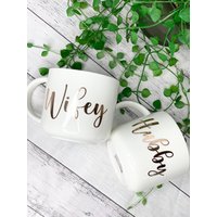 Hubby Und Wifey 440Ml Tassen Kaffeetassen Set Paar Geschenkset Roségold von Designsbyaliciaa