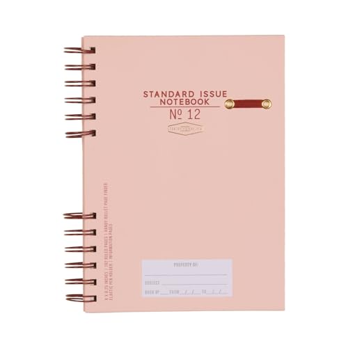 DesignWorks Ink Standard Issue Notebook No. 12 – 6" x 8.25" Undated Daily Planner & Writing Journal, 192 Lined Pages, Elastic Pen Holder, Small Notebook for Work & Journaling - Rosewood & Blush von Designworks Ink