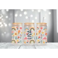 Glas Personalisiert/Mit Name Deckel Und Strohhalm Trinkglas Trinkgefäß Eiskaffee Gläser von DesignworldDe
