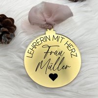 Weihnachtskugel Lehrerin/Geschenk Mit Herz Weihnachtsgeschenk Lehrer Abschiedsgeschenk von DesignworldDe
