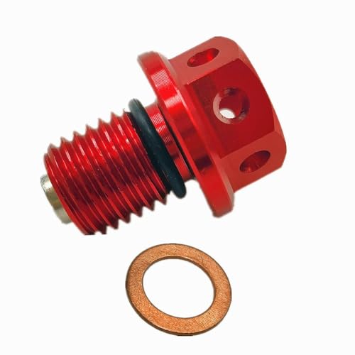 12 mm Ölablassschraube mit Magnet aus Aluminium für Motorwartung und Sicherheit (rot) von Desiumite