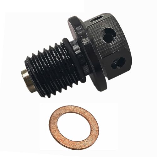 12 mm Ölablassschraube mit Magnet aus Aluminium für Motorwartung und Sicherheit (schwarz) von Desiumite