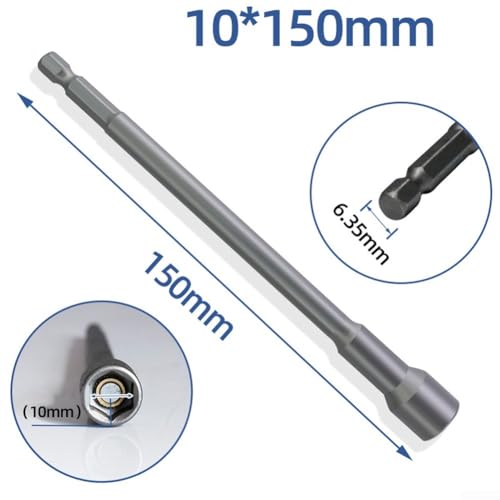 150 mm Steckschlüssel-Verlängerungshülse Sechskantmutter-Adapter für die Verwendung mit pneumatischen, elektrischen und manuellen Werkzeugen (magnetisch, 10 mm) von Desiumite