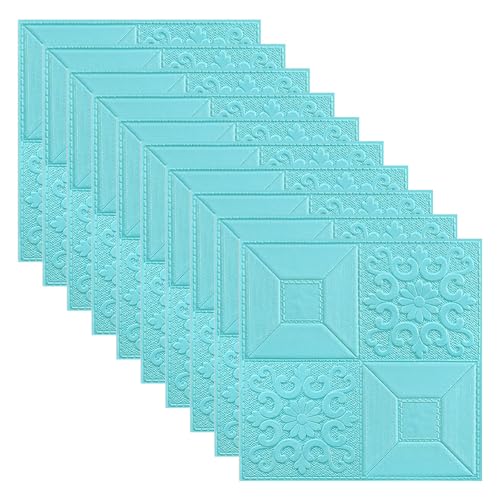 3D-Fliesenstein-Design, Wander, weicher Schaumstoff, Abziehen und Paneele für Heimdekoration, einfach anzubringen, 10 Stück (blau) von Desiumite
