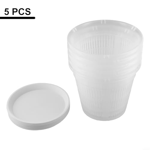 5 transparente Orchideen-Blumentöpfe mit Bodenlöchern und Untersetzern, die Stabilität bieten und einen richtigen Wasserablauf ermöglichen (19 cm) von Desiumite