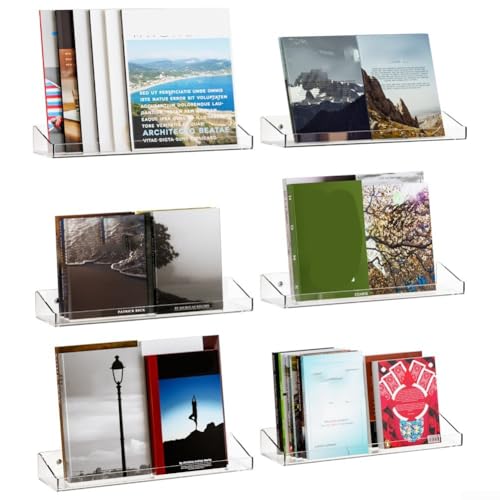 6 Stück Acryl-Wandregale mit transparentem Design, verstellbaren Seitenleitblechen und Dual-Installationsmethoden für effiziente Lagerung in verschiedenen Räumen (6 Packungen) von Desiumite