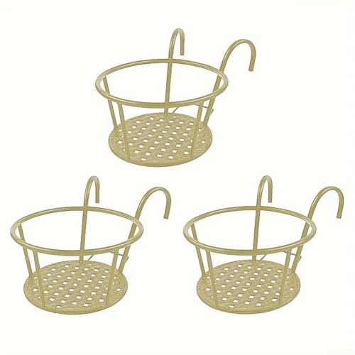 Charming Iron Flower Planters for Railing Enhance Your Garden or Balcony Ambiance (3pcs) von Desiumite