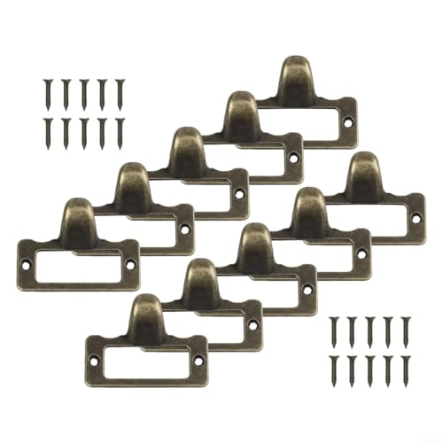 Desiumite 10 Stück Antik Messing Schrank Schublade Label Pull Griffe mit Etikett Namenskartenhalter Rahmen für Aktenkoffer, Schrank, Schmuckschatulle oder Apothekerschrank, Zinklegierung Desiumite 10 Stück Antik Messing Schrank Schublade Label Pull Griffe mit Etikett Namenskartenhalter Rahmen für Aktenkoffer, Schrank, Schmuckschatulle oder Apothekerschrank, Zinklegierung von Desiumite