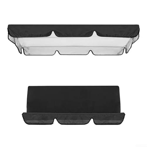 Desiumite 3-Sitzer-Gartenschaukel-Markisen-Ersatz-Set, wasserdicht, 210D-Oxford-Tuchbezug mit Sitzkissenbezug, Outdoor-Gartenschaukelstuhl-Schutzhülle (schwarz, 164 x 114 x 15 cm) von Desiumite
