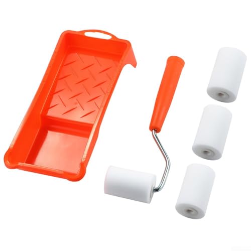 Desiumite 5,1 cm kleines Schaumstoff-Farbroller-Set mit hochdichten Schwammrollen, stabilem Rollenrahmen, Farbwanne und Liner für glatte Wände, Möbel, dekorativ von Desiumite