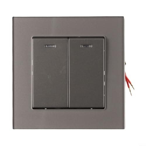 Desiumite 82 x 82 mm Lichtschalter, 208,3 cm gehärtetes Glas-Panel, verdeckter Wandschalter, Doppelwege-Lichtschalter (grau) von Desiumite