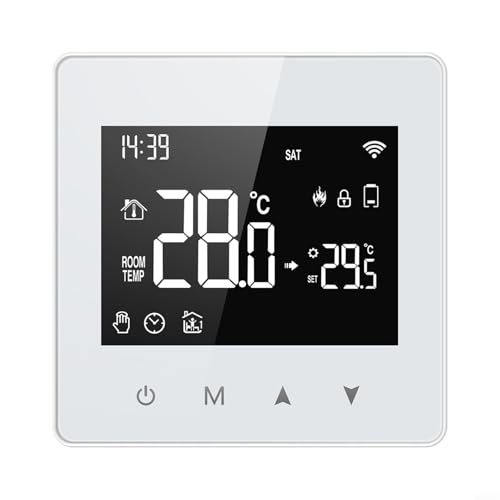 Desiumite Batteriebetriebenes intelligentes Thermostat, digitales Temperaturregelungssystem mit Wochenprogrammierung, Touchpanel, Fernbedienungs-App, für Gaskessel von Desiumite