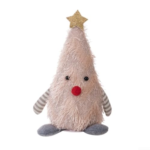 Desiumite Beleuchtete Weihnachtsbaum-förmige Stoffpuppe Urlaub Heimdekoration Plüschpuppe Dekoration Desktop Fenster Tür Wand Veranda Dekoration 16,3 cm (Rosa) von Desiumite