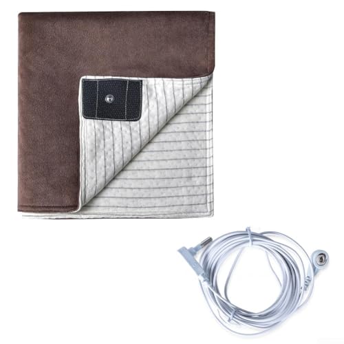 Desiumite Earth Connection Teppich Leitfähige Silberfaser-Bettwäsche Baumwoll-Polyester-Mischung Gesundheitsmatte mit Verbindungsdraht, Größe 50 x 70 cm (braun) von Desiumite