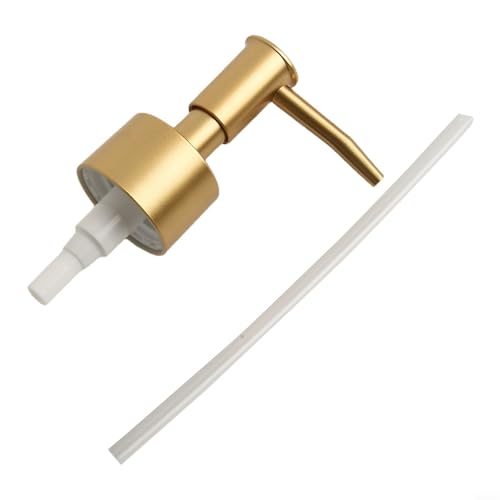 Desiumite Ersatz-Seifenspender-Pumpkopf für Küchen- und Badezimmerflaschen, mit Standard-Gewinde 28/400 und Metallgehäuse (gebürstetes Gold) von Desiumite