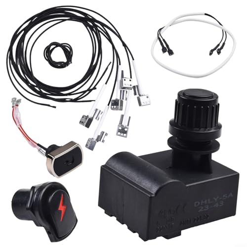 Desiumite Gasgrill-Zündungsset, elektronisches Modul mit Zünddrähten, Druckknopf für 463644220 463241013 (4 Köpfe) von Desiumite