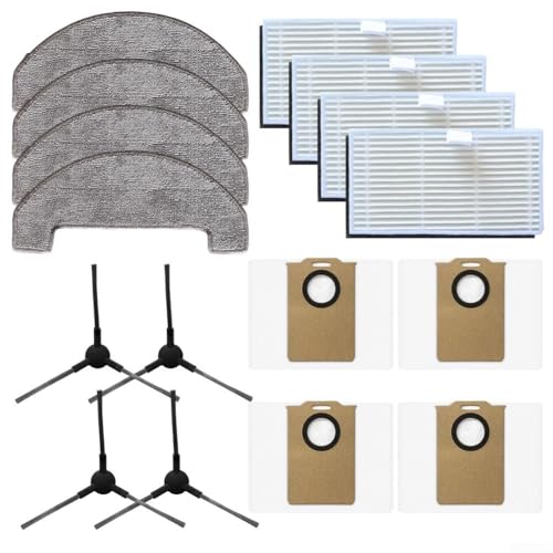 Desiumite Geeignet für Roboter-Staubsauger-Zubehör-Set, einschließlich 4 Filter, 4 Mikrofaser-Mopps, 4 Sanitär-Staubbeutel und 4 Kantenreinigungsbürsten (A) von Desiumite