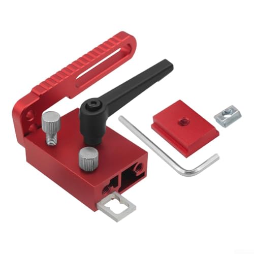 Desiumite Holzbearbeitung T-Gleisbegrenzer 75 Typ Aluminium Router Zaun, roter T-Nut-Gehrungsschienenstopper, einfache Installation, Verriegelung, drehbarer Griff, verschleißfest von Desiumite