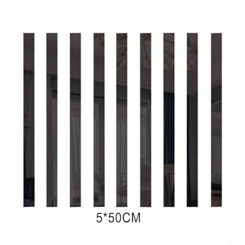 Desiumite Langer Streifen Acryl Spiegel Wandaufkleber Selbstmosaik 50 x 5 cm reflektierende Dekoration für Wohnzimmer Schlafzimmer Heimdekoration (schwarz) von Desiumite