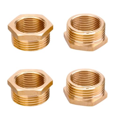 Desiumite Messing Gewinde Reduzierstück Fitting 1 Zoll männlich auf 3/4 Zoll weiblich Adapter 4 Stück für Rohranschluss Sanitärsystem von Desiumite