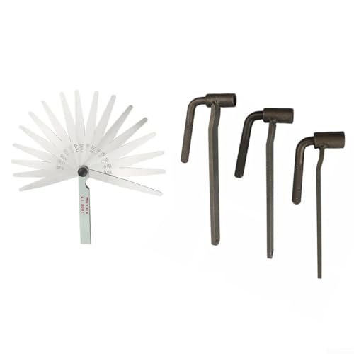 Desiumite Motorrad-Motorventil-Einstellwerkzeug-Set, inklusive 0,02–1 mm Fühlerlehre, Ventilschlüssel-Set, T-Typ und L-Typ-Schraubenschlüssel (B) von Desiumite