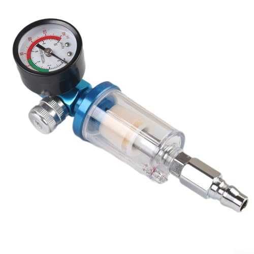 Desiumite Pneumatischer Luftfilterregler, Kombi-Inline-Wasserabscheider für Airbrush-Werkzeuge, 6,35 mm Gewinde, Kupfer, klare Schale (F) von Desiumite