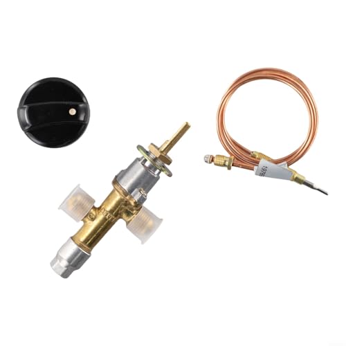 Desiumite Propangas-Steuerventil-Set für Feueröfen mit Thermoelement, M8 x 1 Mittelgewinde, Schaftgröße 115 x 50 x 30 mm, 3/8 Flare-Anschluss von Desiumite