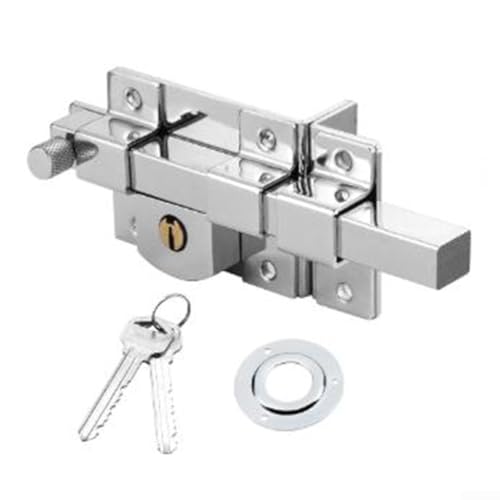 Desiumite Rostbeständiges Außentürschloss im alten Stil mit stabilem mechanischem Riegel, massives Eisen und Kupferkern für Zauntorsicherheit, passend für Holz- oder Metalltüren (rechts) von Desiumite