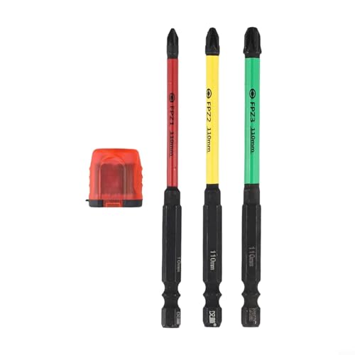 Desiumite Schraubendreher-Bit-Set für Elektriker, legierter Stahl, Schlitz und Kreuzkopf mit Magnetring, phosphatierende schwarze Oberfläche, farbkodiert, Größen FPH1/FPZ1 4,5 mm, (110 mm für FPZ) Desiumite Schraubendreher-Bit-Set für Elektriker, legierter Stahl, Schlitz und Kreuzkopf mit Magnetring, phosphatierende schwarze Oberfläche, farbkodiert, Größen FPH1/FPZ1 4,5 mm, (110 mm für FPZ) von Desiumite