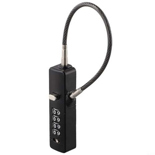 Desiumite Sicherheitskabelschloss mit 4-stelliger zurücksetzbarer Kombination, Gehäuse aus Zinklegierung und gehärtetem Stahl, tragbares, flexibles Sicherheitsseil für Fahrrad, Schrank oder Tor Desiumite Sicherheitskabelschloss mit 4-stelliger zurücksetzbarer Kombination, Gehäuse aus Zinklegierung und gehärtetem Stahl, tragbares, flexibles Sicherheitsseil für Fahrrad, Schrank oder Tor von Desiumite