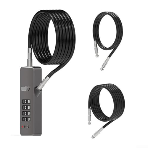 Desiumite Sicherheitskabelschloss mit 4-stelliger zurücksetzbarer Kombination, Gehäuse aus Zinklegierung und gehärtetem Stahl, tragbares, flexibles Sicherheitsseil für Fahrrad, Schrank oder Tor (grau) von Desiumite