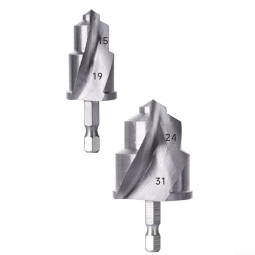Desiumite Stufenbohrer, PPR-Rohrloch-Expander, mehrstufiges Design, Sechskantschaft, Metallreibahle, Werkzeug für Wasserrohr-Installation, Klempner-Set (4 Punkte + 2,5 cm) von Desiumite