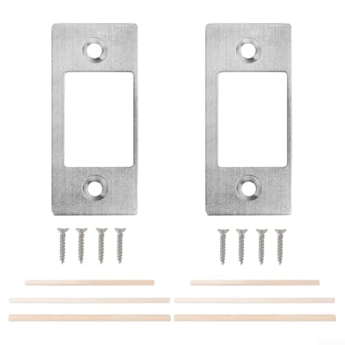 Desiumite Türschließblech mit großem Loch, Edelstahl, Riegelausrichtung, Fixierung für falsch ausgerichtete Riegelreparatur, schmaler Rand, Türschloss, Schließblech mit Schrauben (2 Stück, Silber) Desiumite Türschließblech mit großem Loch, Edelstahl, Riegelausrichtung, Fixierung für falsch ausgerichtete Riegelreparatur, schmaler Rand, Türschloss, Schließblech mit Schrauben (2 Stück, Silber) von Desiumite