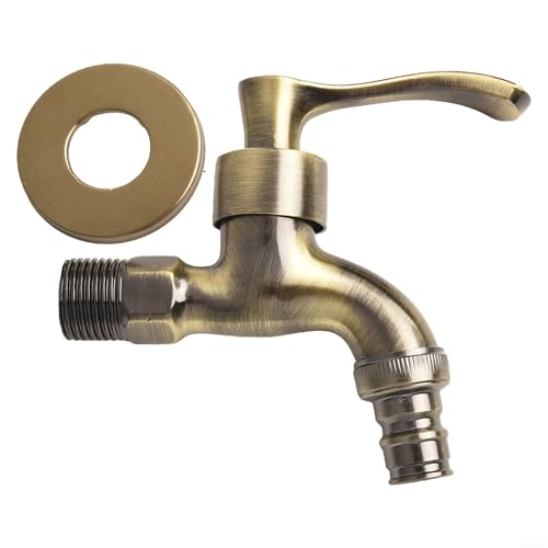 Desiumite Waschmaschinen-Wasserhahn, Antik-Bronze, Wandmontage, Vintage, Garten, Outdoor, Wasserhahn, Auslauf, mit Installationsset (Bronze) von Desiumite