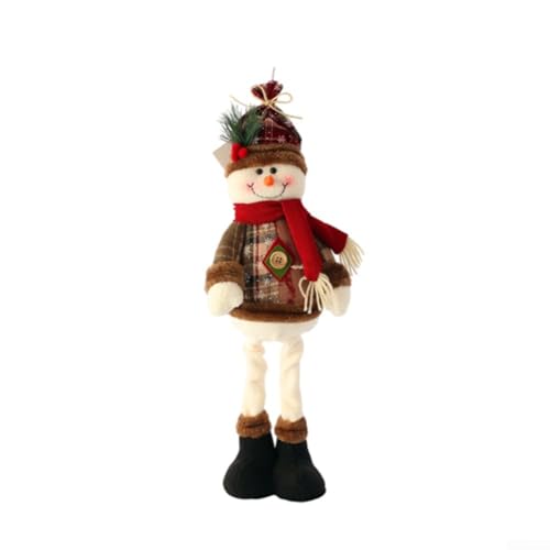 Desiumite Weihnachtsdeko Figuren mit Schneemann, Rentier und Weihnachtsmann, 55 cm, Stoff Feiertagsschmuck für Tisch, Fensterbank oder Baum Display in Weiß (Der Schneemann) von Desiumite