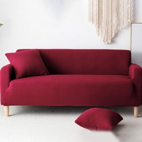 Elastische Passform Sofabezug im Jacquard Design bietet umfassenden Schutz vor Verschmutzung (Weinrot) von Desiumite